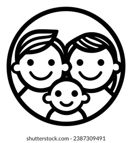 Parents With Child Flat Icon Isolated On White Background