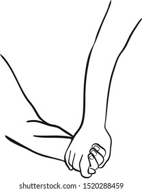 Parent's and a child holding hands.