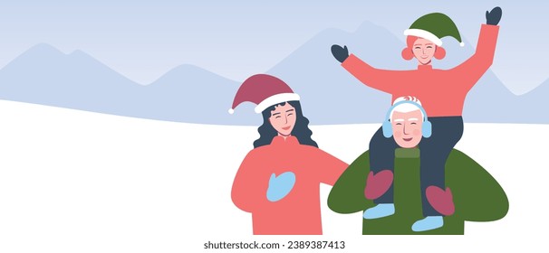 Parents with child like Holiday Travel, emotions of traveling to be with loved ones or going on holiday adventures, flat vector stock illustration