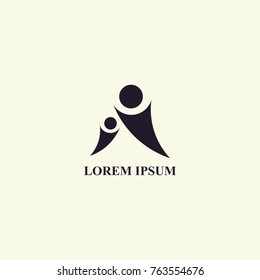 parents and child logo vector illustration