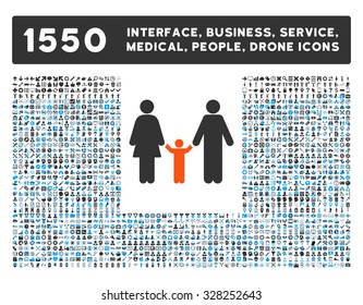 Parents And Child and other web interface, business tools, people poses, medical service vector icons. Style is flat symbols, bicolored, rounded angles, white background.