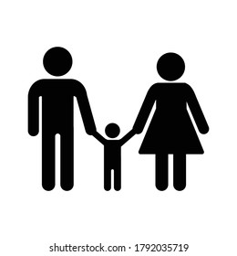 Parents and child symbol. Father, mother and baby icon. Family people sign vector illustration in flat style modern design isolated on white background.