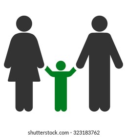 Parents And Child vector icon. Style is bicolor flat symbol, green and gray colors, rounded angles, white background.