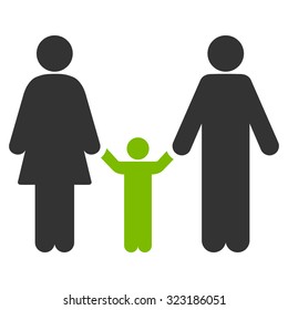 Parents And Child vector icon. Style is bicolor flat symbol, eco green and gray colors, rounded angles, white background.