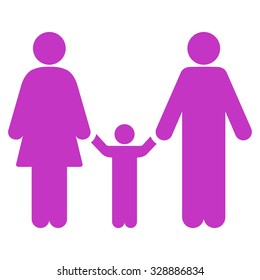 Parents And Child vector icon. Style is flat symbol, violet color, rounded angles, white background.