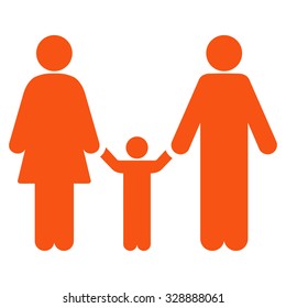 Parents And Child vector icon. Style is flat symbol, orange color, rounded angles, white background.