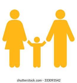 Parents And Child vector icon. Style is flat symbol, yellow color, rounded angles, white background.
