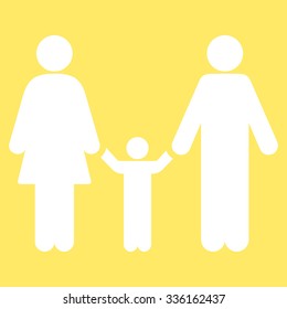 Parents And Child vector icon. Style is flat symbol, white color, rounded angles, yellow background.