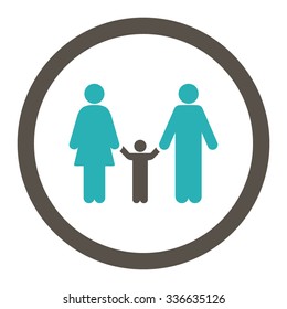 Parents And Child vector icon. Style is bicolor flat rounded symbol, grey and cyan colors, rounded angles, white background.