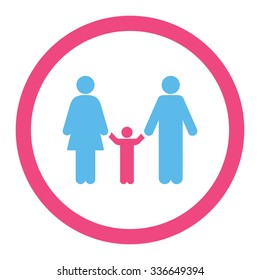 Parents And Child vector icon. Style is bicolor flat rounded symbol, pink and blue colors, rounded angles, white background.