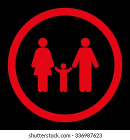 Parents And Child vector icon. Style is flat rounded symbol, red color, rounded angles, black background.