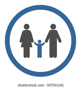 Parents And Child vector icon. Style is bicolor flat rounded symbol, cobalt and gray colors, rounded angles, white background.
