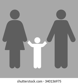 Parents And Child vector icon. Style is bicolor flat symbol, dark gray and white colors, rounded angles, silver background.