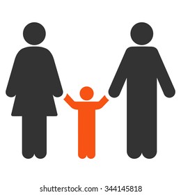 Parents And Child vector icon. Style is bicolor flat symbol, orange and gray colors, rounded angles, white background.