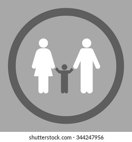 Parents And Child vector icon. Style is bicolor flat rounded symbol, dark gray and white colors, rounded angles, silver background.