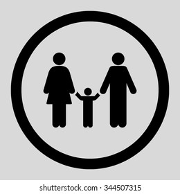 Parents And Child vector icon. Style is flat rounded symbol, black color, rounded angles, light gray background.