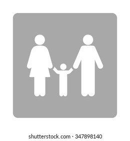 Parents And Child vector icon. Style is flat rounded square button, white and silver colors, white background.