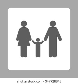 Parents And Child vector icon. Style is flat rounded square button, dark gray and white colors, silver background.