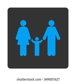 Parents And Child vector icon. Style is flat rounded square button, blue and gray colors, white background.