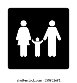 Parents And Child vector icon. Style is flat rounded square button, white and black colors, white background.