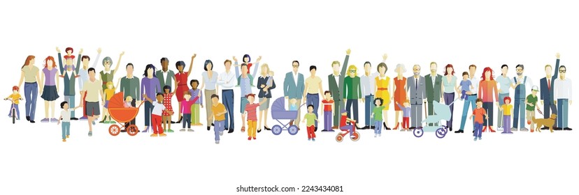 Parents, children,  funny families Illustration - Shutterstock ID 2243434081