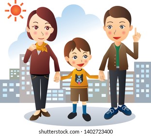 Parents and children go out