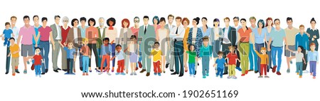 Parents and children with grandparents, families