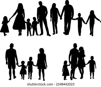 parents and children silhouette design vector isolated