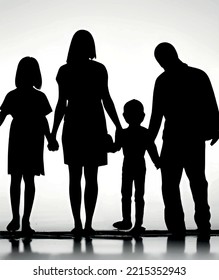 parents and children silhouette in nature