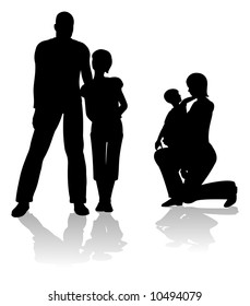 Eltern mit Kindern, Silhouette-Vektorgrafik