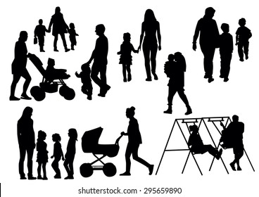 parents with children silhouettes