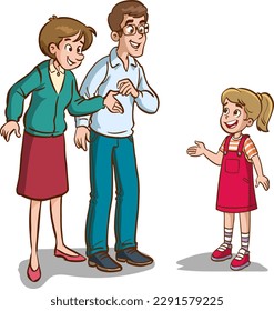 parents and children talking to each other cartoon vector