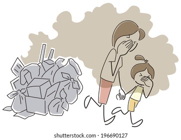 Parents and children who suffer from the smell of garbage