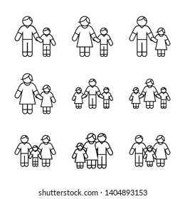 Parents and Childs LIne Icon Set