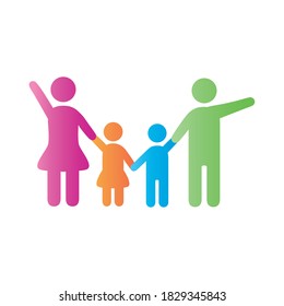 parents couple and children figures degradient style icon vector illustration design