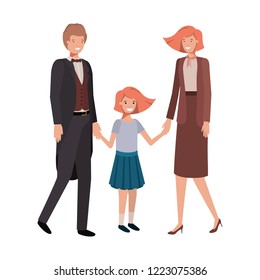 parents couple with daugether avatar character