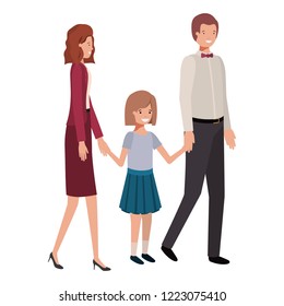 parents couple with daugether avatar character