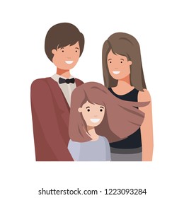 parents couple with daugether avatar character