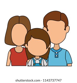 parents couple with daughter characters