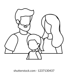 parents couple with daughter characters