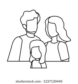 parents couple with daughter characters