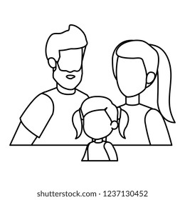 parents couple with daughter characters