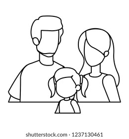 parents couple with daughter characters