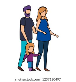 parents couple with daughter characters