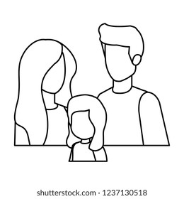 parents couple with daughter characters