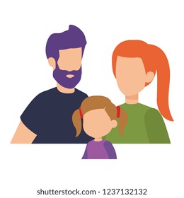 parents couple with daughter characters
