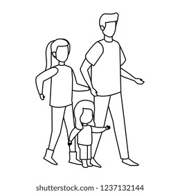 parents couple with daughter characters