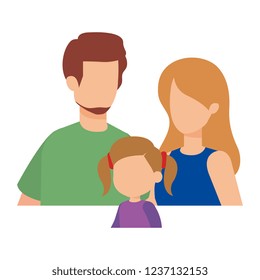 parents couple with daughter characters