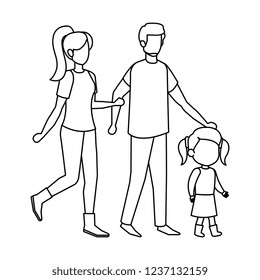 parents couple with daughter characters