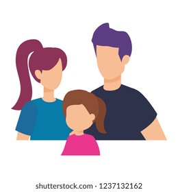 parents couple with daughter characters